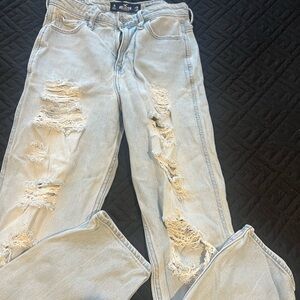 Hollister Light Blue Distressed Mom Jeans